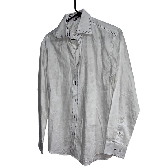 Bugatchi mens White Collared Party Wear Button Shirt Collared Long Sleeve - Picture 1 of 6